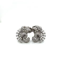 Vintage 1960's Platinum and Diamond Clip Earrings 4.50ct