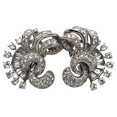 Vintage 1960's Platinum and Diamond Clip Earrings 4.50ct