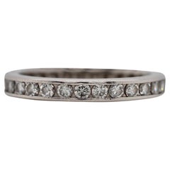 Vintage 1960s Platinum Diamond Eternity Band Ring 0.65CTW Size 5.25 Wedding
