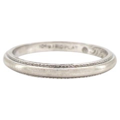 Vintage 1960s Platinum Milgrain Wedding Band, Stacking Ring, 5-17-69, Size 4.5