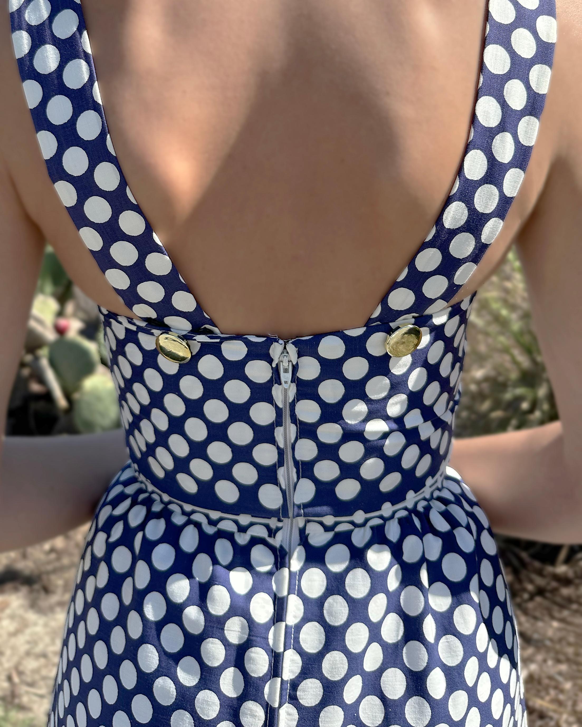 Vintage 1960s Polka Dot Column Dress For Sale 7