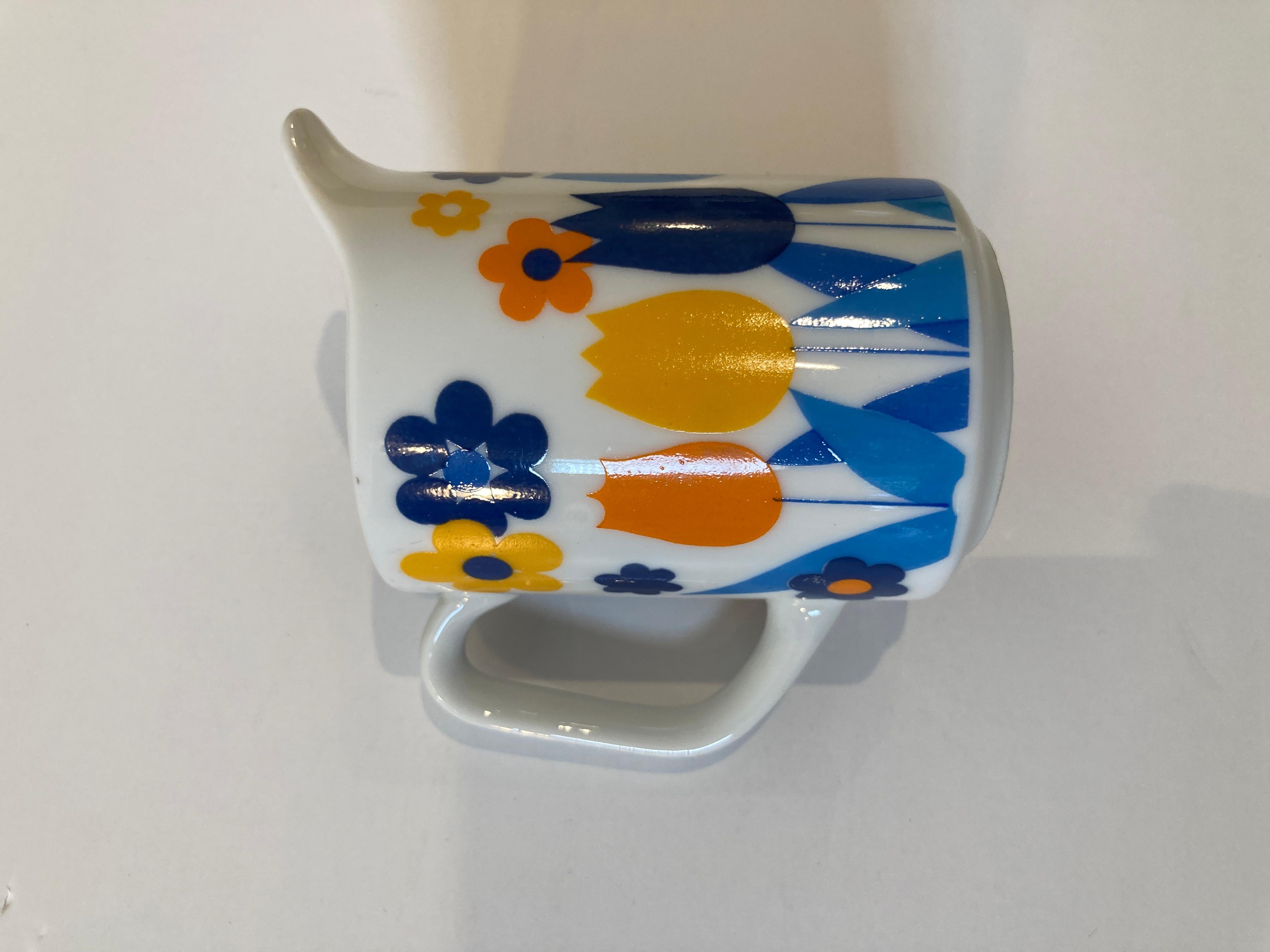 Vintage 1960's Porcelain Coffee Set by Enesco Japan Retro Floral Design For Sale 2
