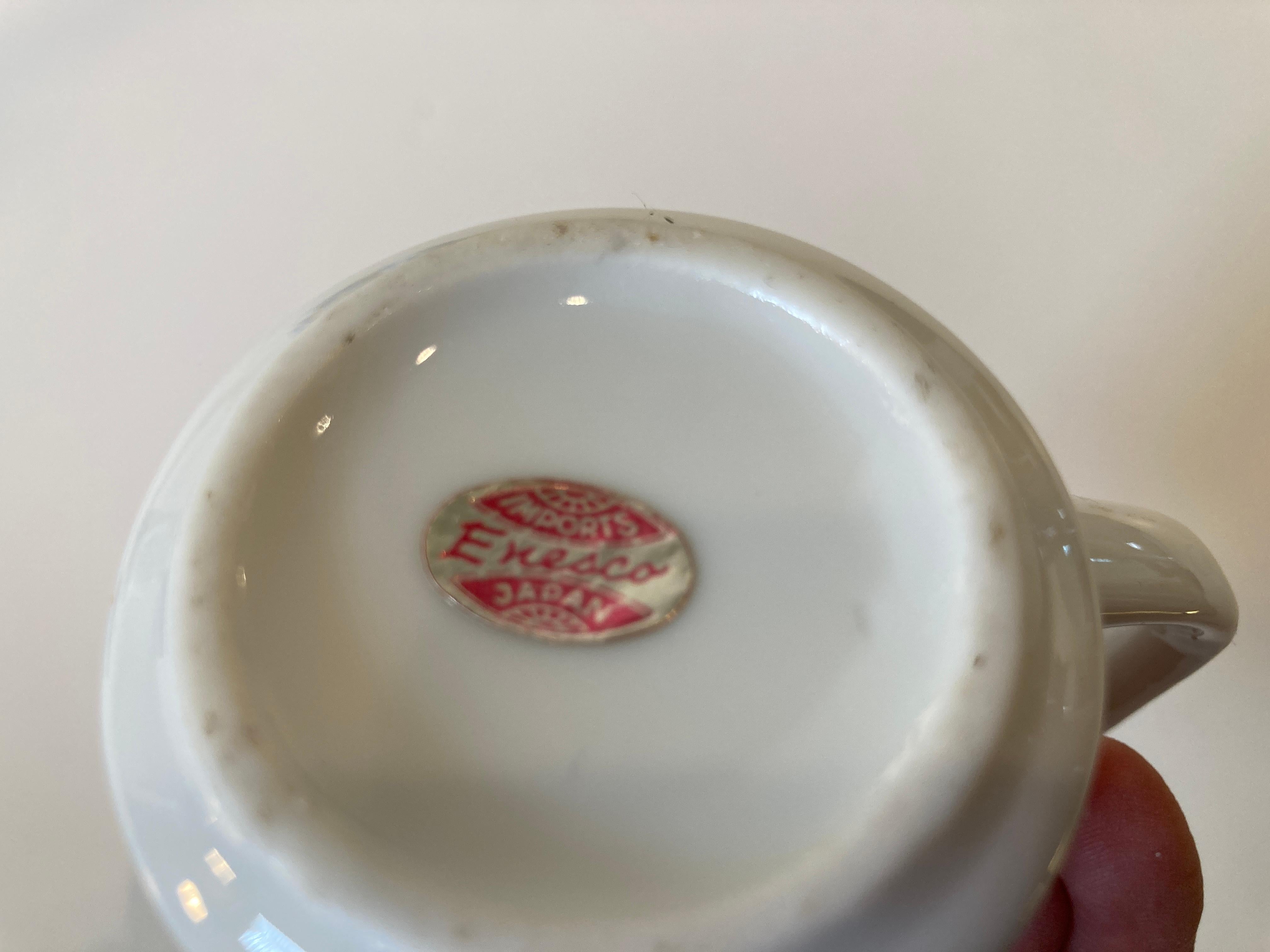 Service à café en porcelaine vintage des années 1960 par Enesco Japan, design floral rétro et rétro en vente 5