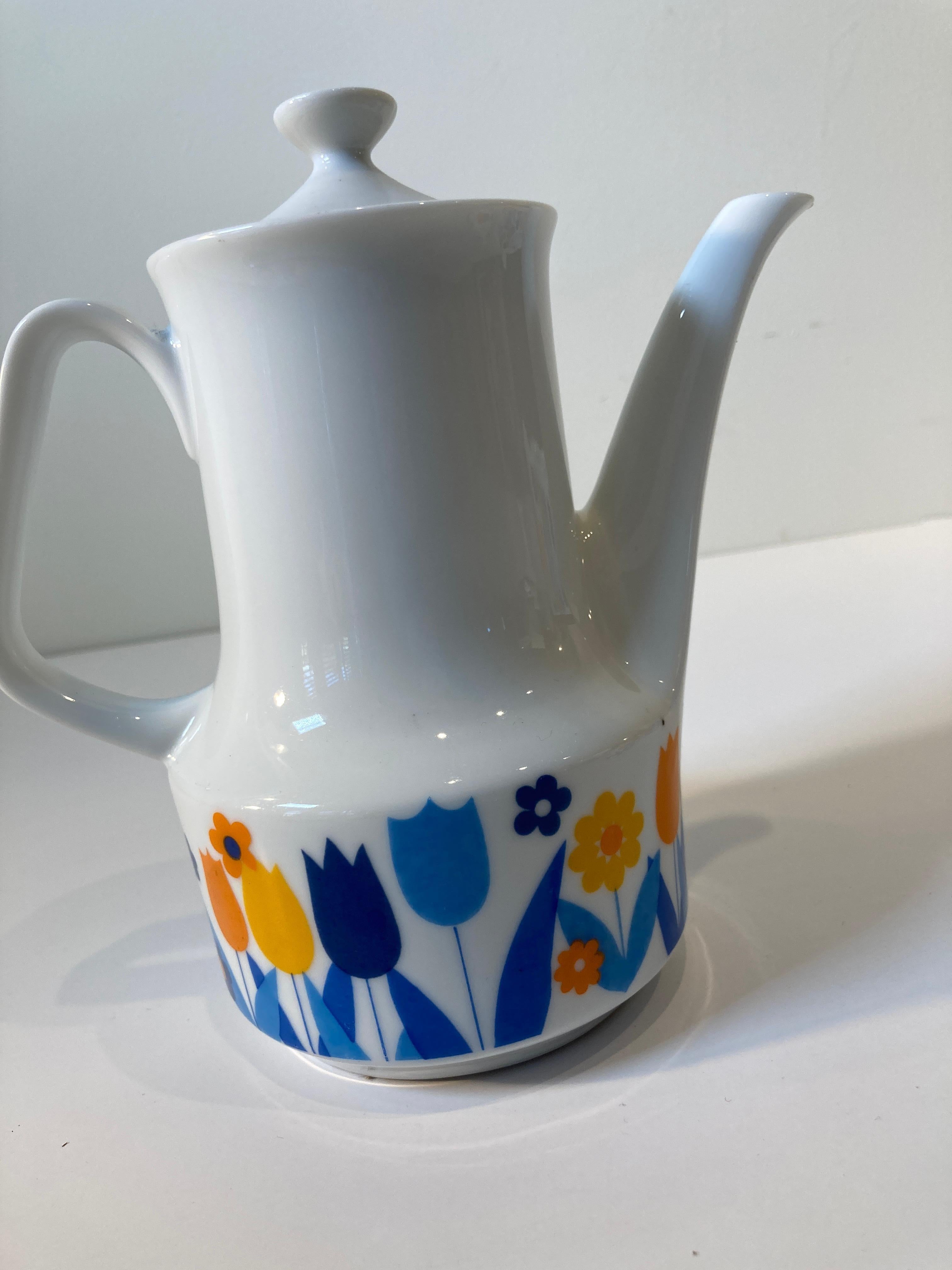 Vintage 1960's Porcelain Coffee Set by Enesco Japan Retro Floral Design For Sale 8