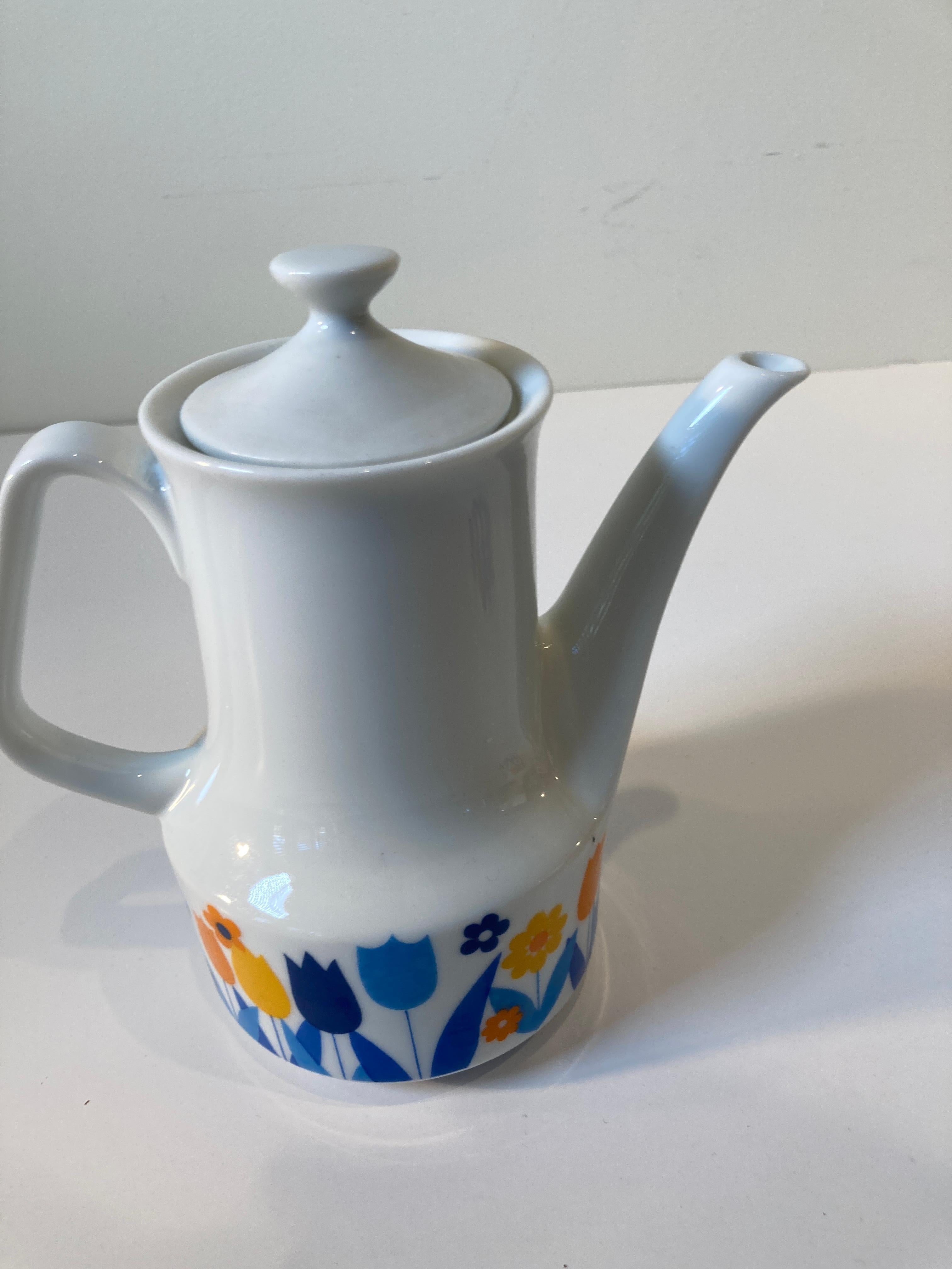 Vintage 1960's Porcelain Coffee Set by Enesco Japan Retro Floral Design For Sale 9