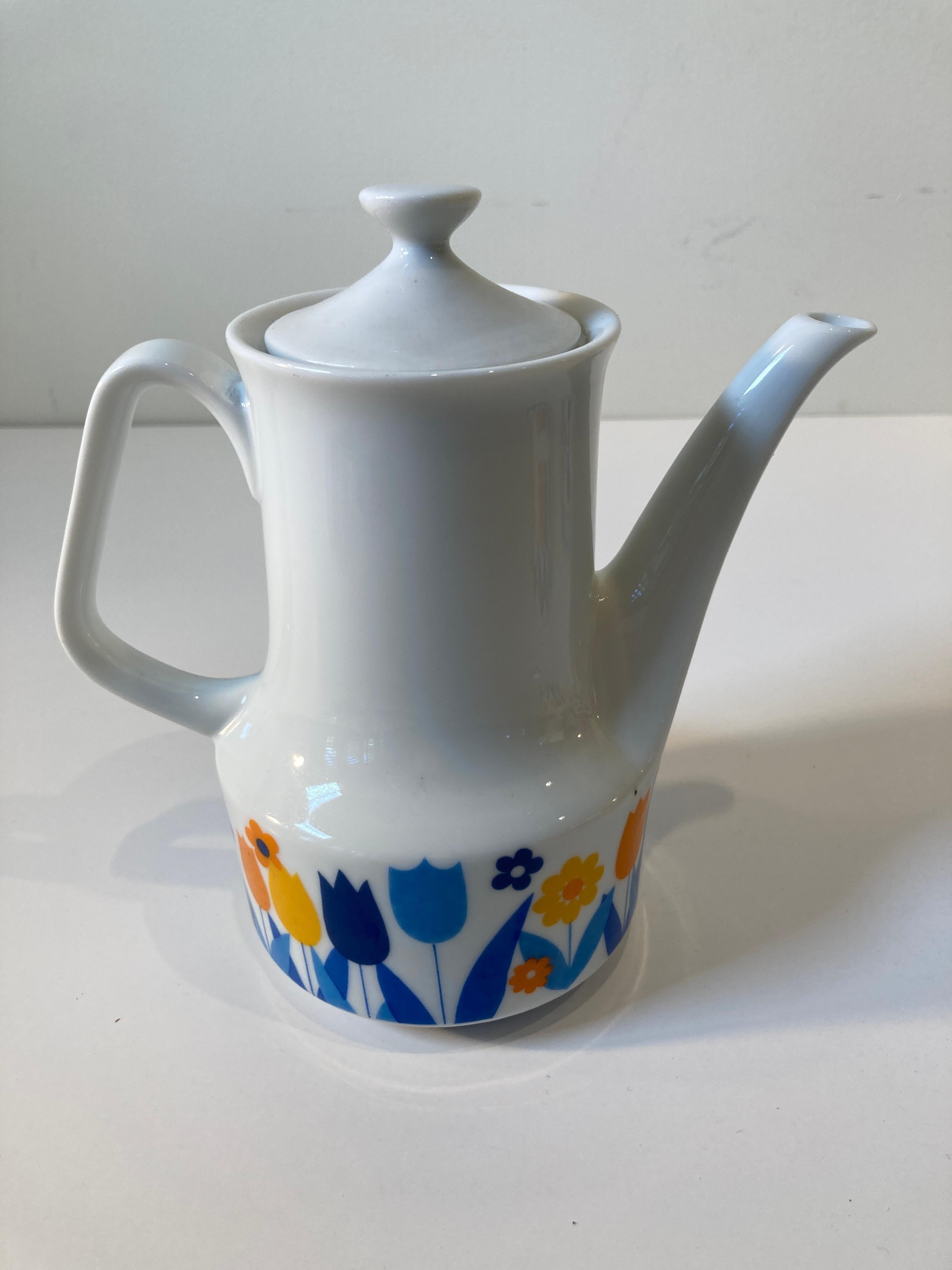 Vintage 1960's Porcelain Coffee Set by Enesco Japan Retro Floral Design For Sale 10