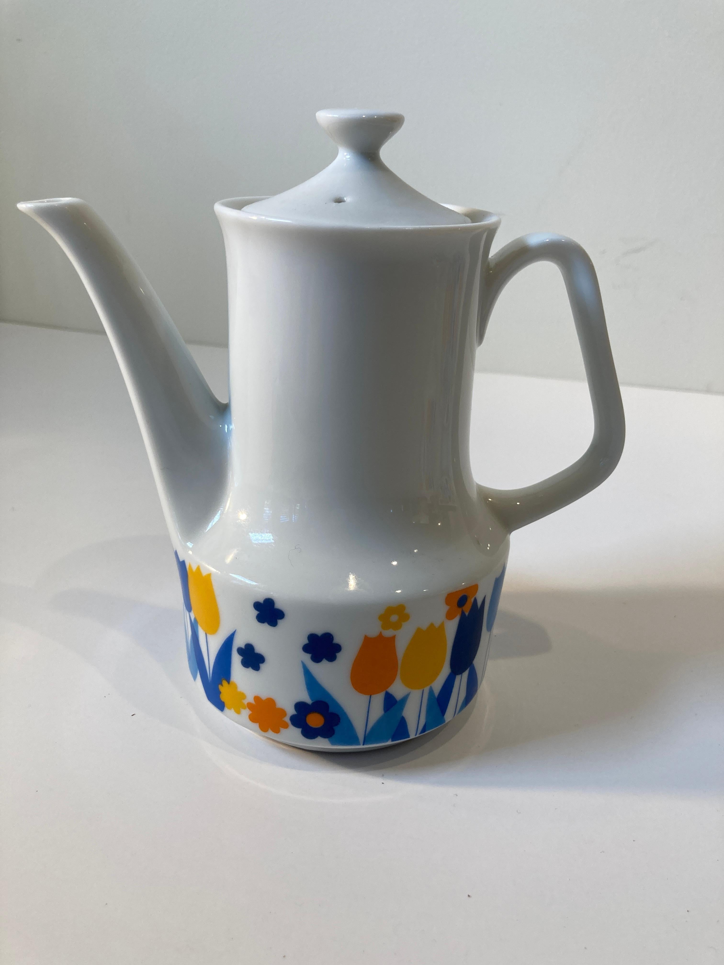Vintage 1960's Porcelain Coffee Set by Enesco Japan Retro Floral Design For Sale 11