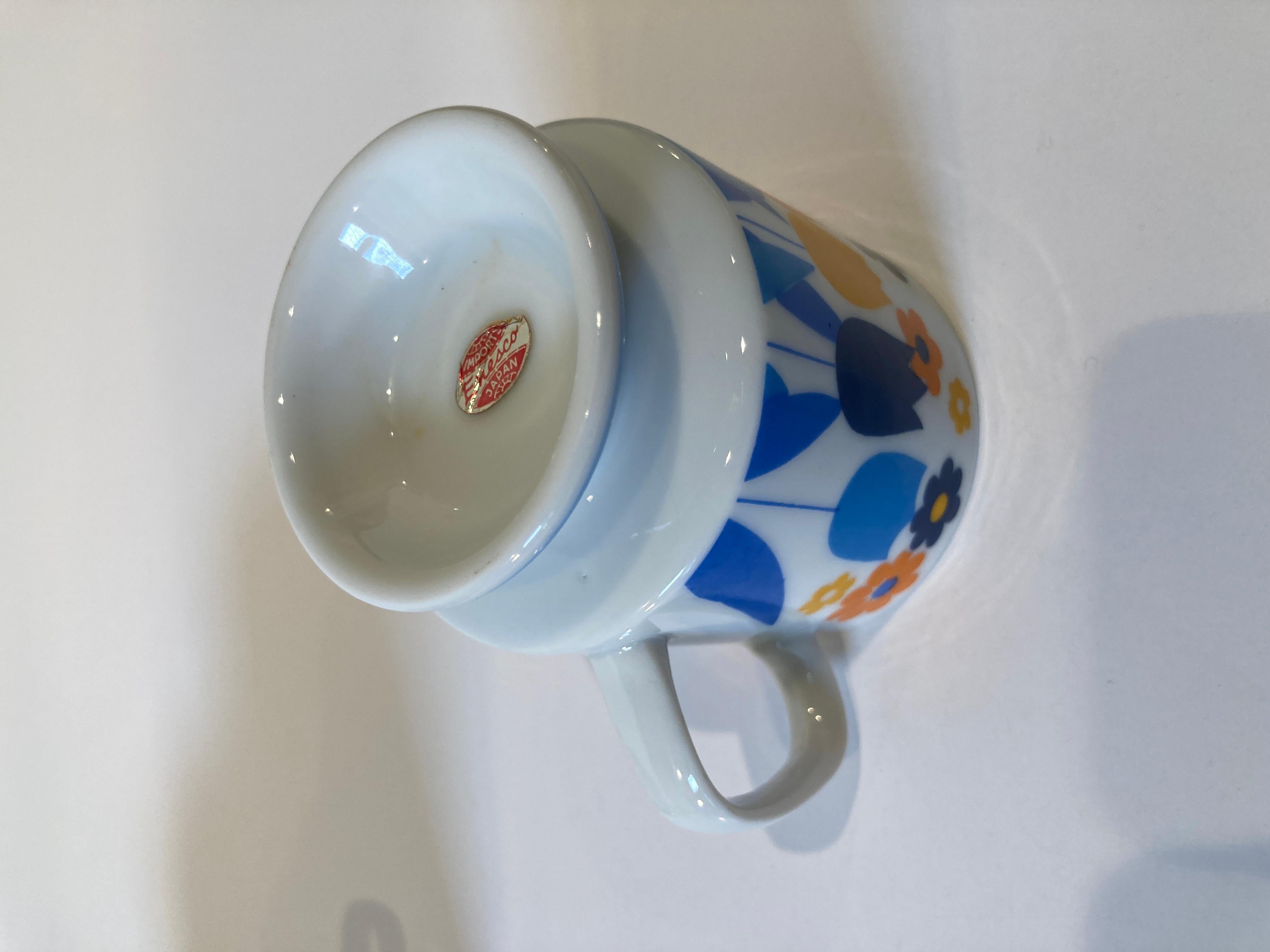 Post-Modern Vintage 1960's Porcelain Coffee Set by Enesco Japan Retro Floral Design For Sale