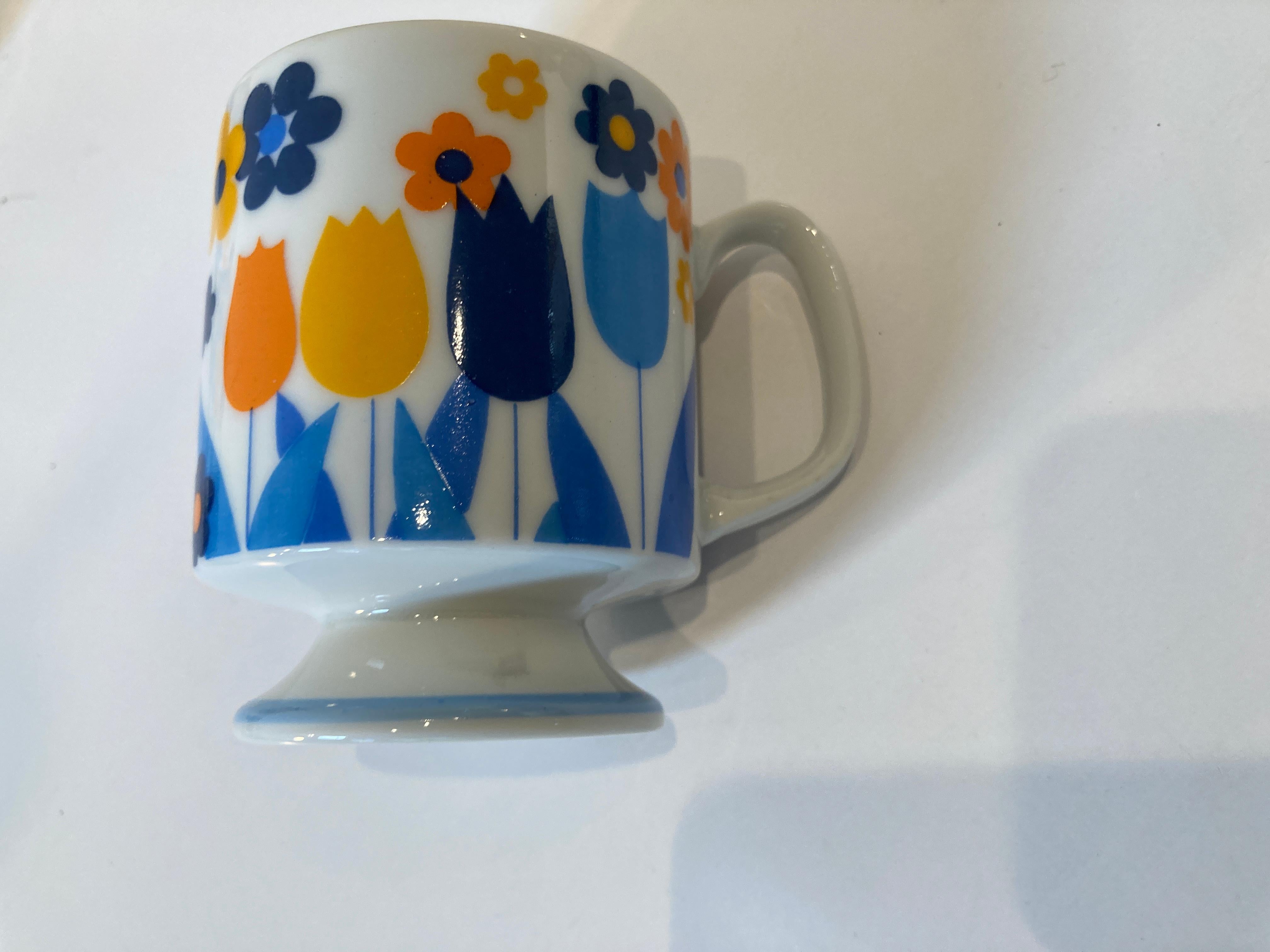 20th Century Vintage 1960's Porcelain Coffee Set by Enesco Japan Retro Floral Design For Sale