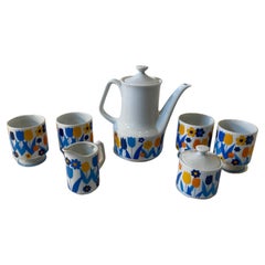 Used 1960's Porcelain Coffee Set by Enesco Japan Retro Floral Design