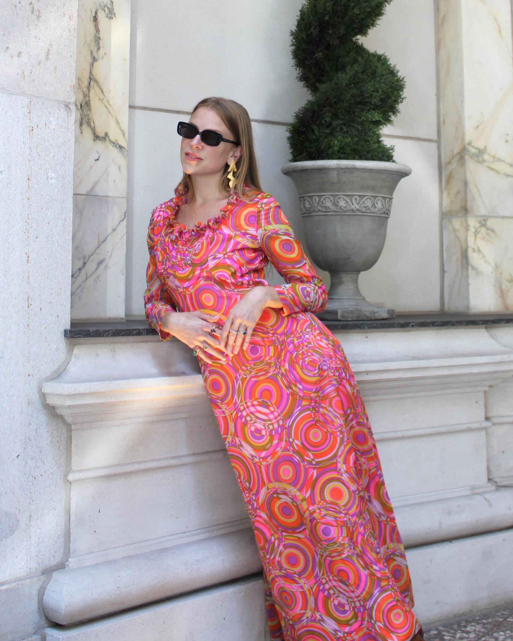 Vintage 1960s Psychedelic Maxidress In Excellent Condition In New York, NY