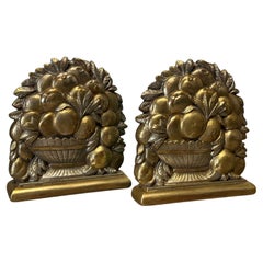 Vintage 1960's Rare Pair of Fruit Basket Bookends by Borghese of Italy Vintage 1960's Rare Pair of Fruit Basket Bookends by Borghese of Italy