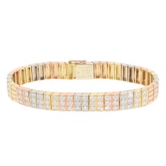 Vintage 1960s Rare Van Cleef & Arpels Four-Row Brick Link Diamond Bracelet