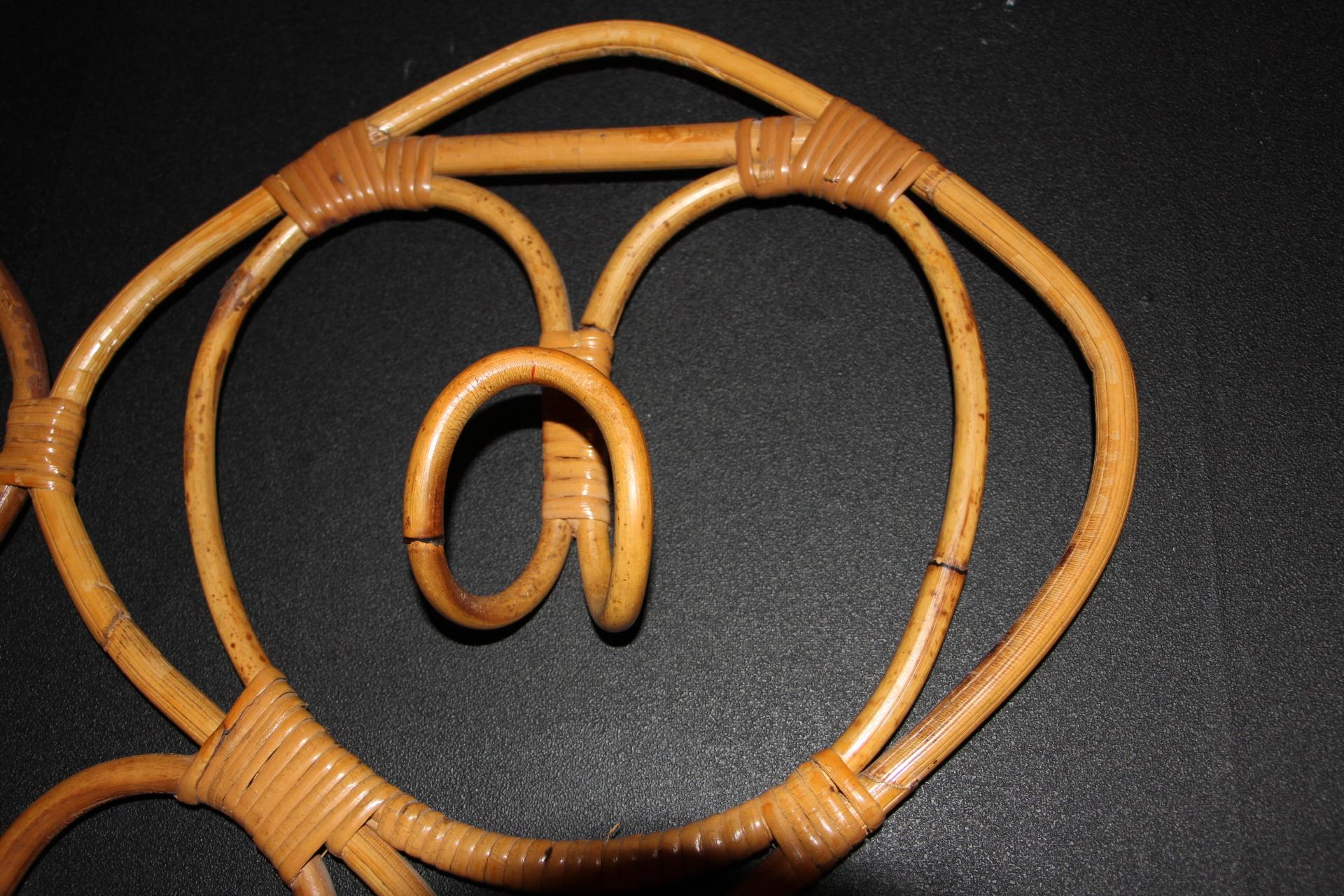 Mid-Century moderno Appendiabiti da parete vintage anni '60 in rattan e bambù di Franco Albini in vendita