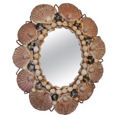 Vintage 1960’s Rattan, Bamboo and Shells Wall Mirror by Franco Albini