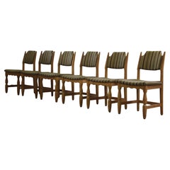 Retro 1960s, "Razorblade" Brutalist Oak Dining Chairs by Henning Kjærnulf