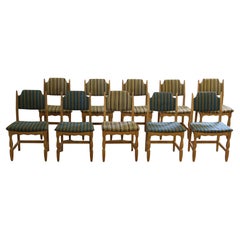 Vintage 1960s, "Razorblade" Brutalist Oak Dining Chairs by Henning Kjærnulf