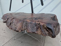 Vintage Reclaimed Burl Redwood Live Edge Slab Coffee Table