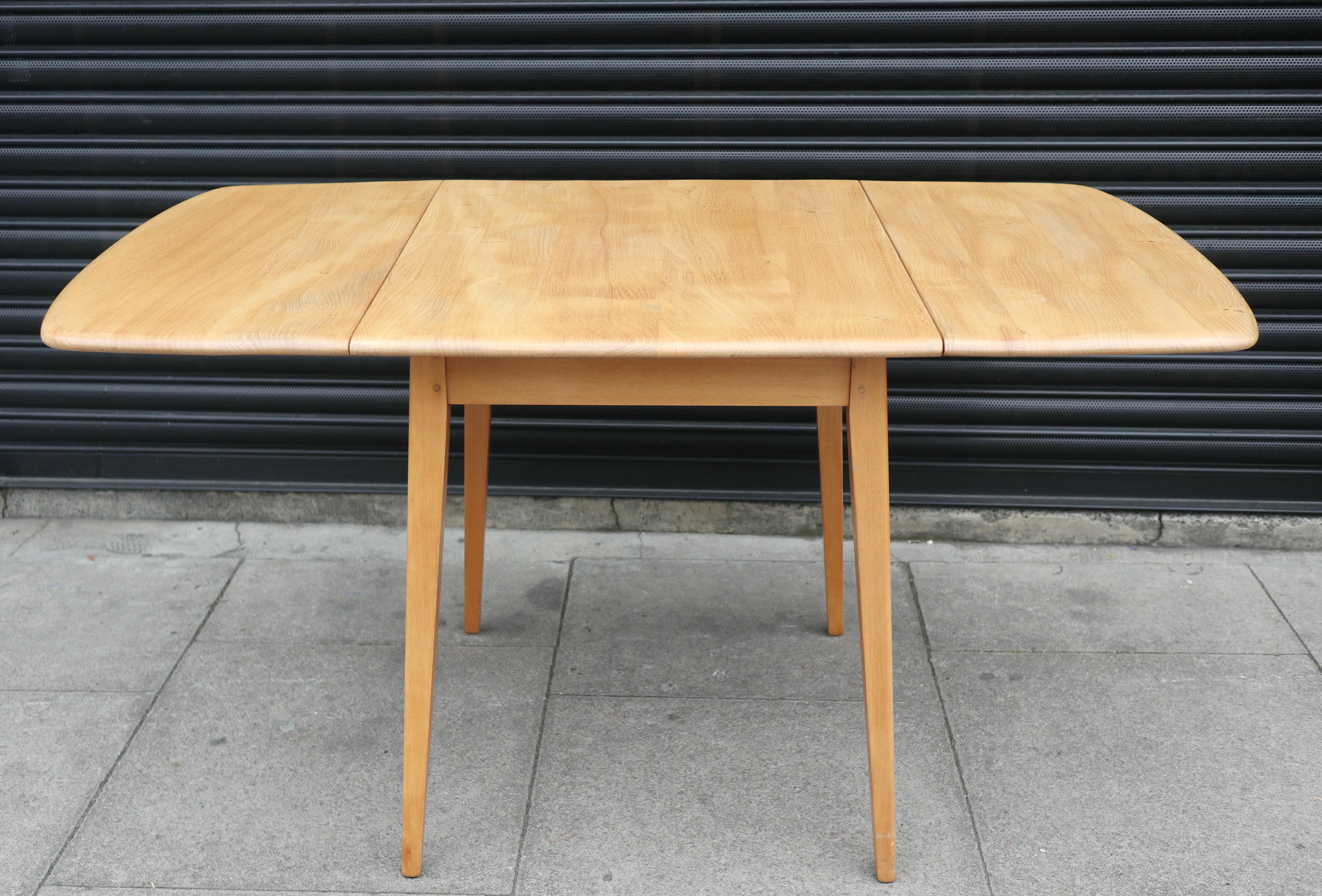 Vintage 1960s rectangle  Ercol drop leaf Elmwood and Beech dining table For Sale 7