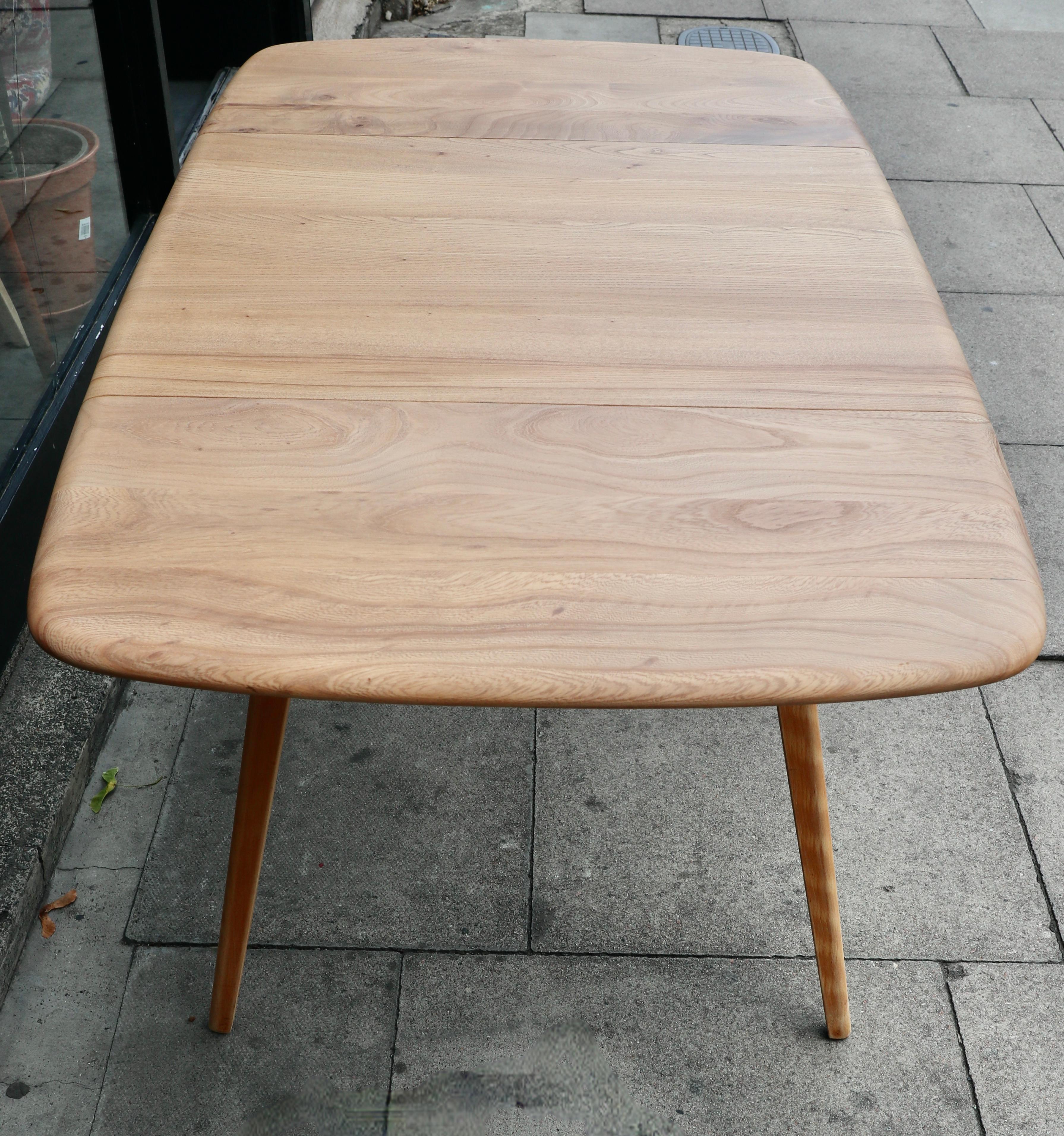 Vintage 1960s rectangle  Ercol drop leaf Elmwood and Beech dining table For Sale 5