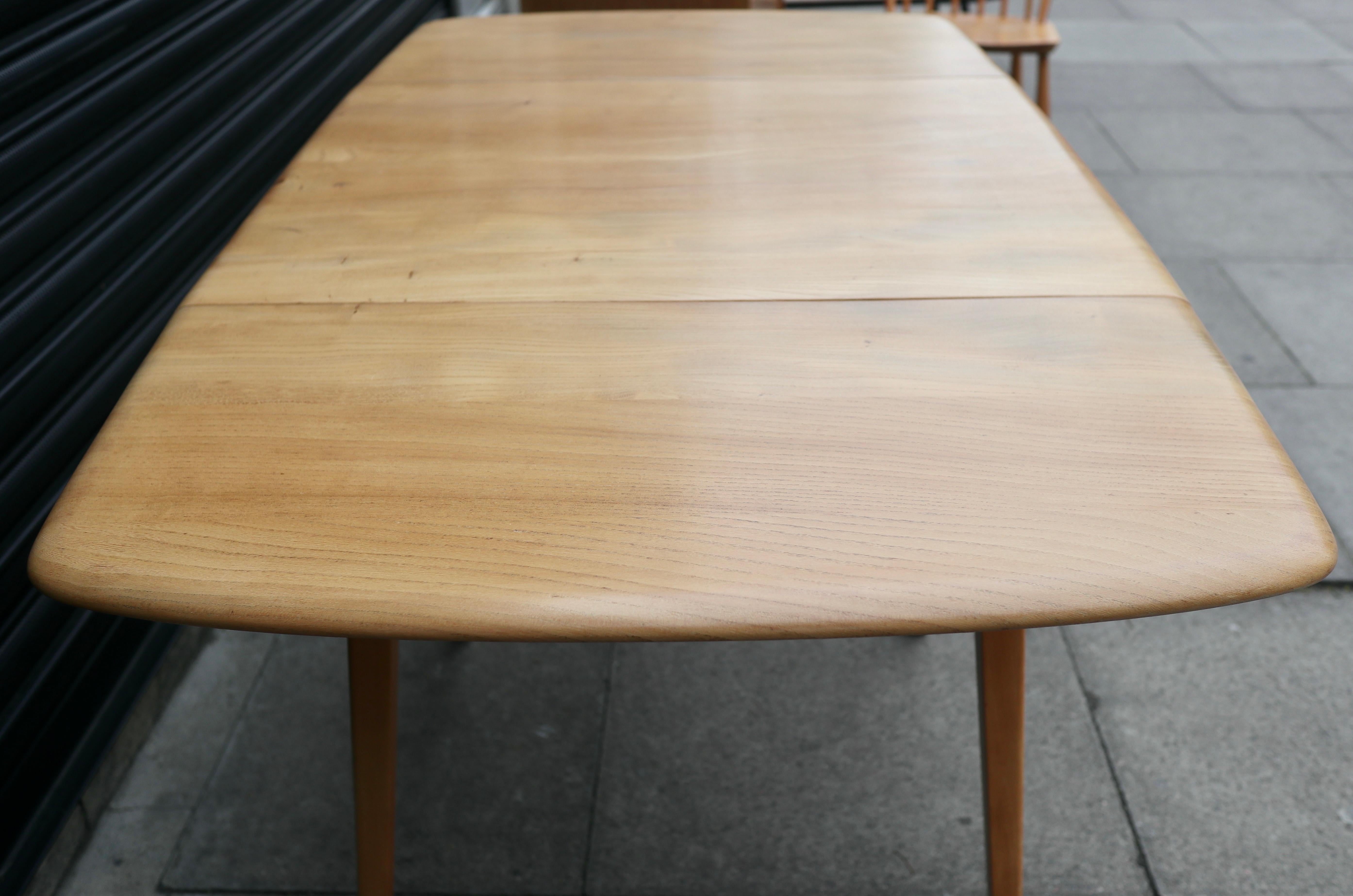 Vintage 1960s rectangle  Ercol drop leaf Elmwood and Beech dining table For Sale 8