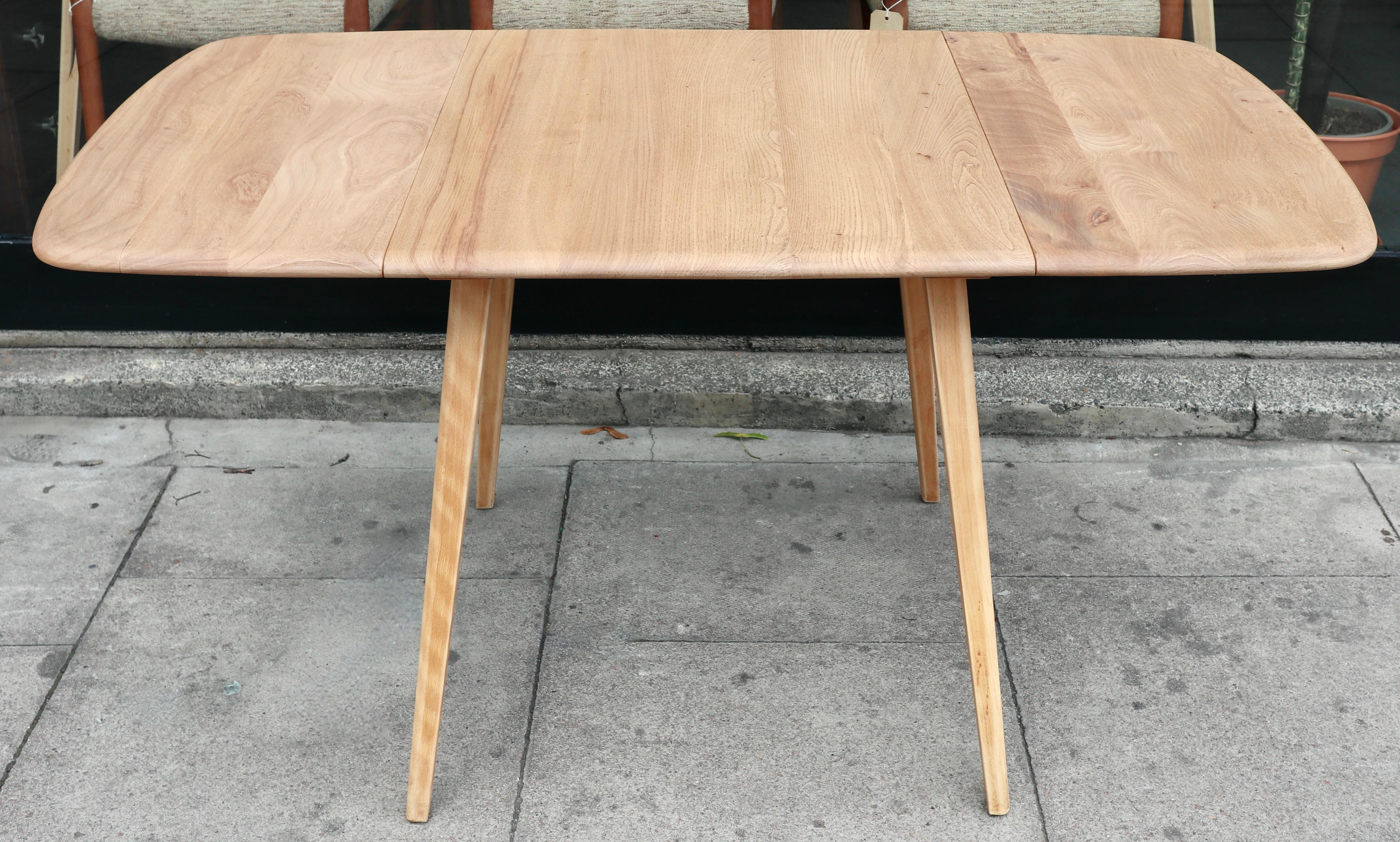 Shaker Vintage 1960s rectangle  Ercol drop leaf Elmwood and Beech dining table For Sale