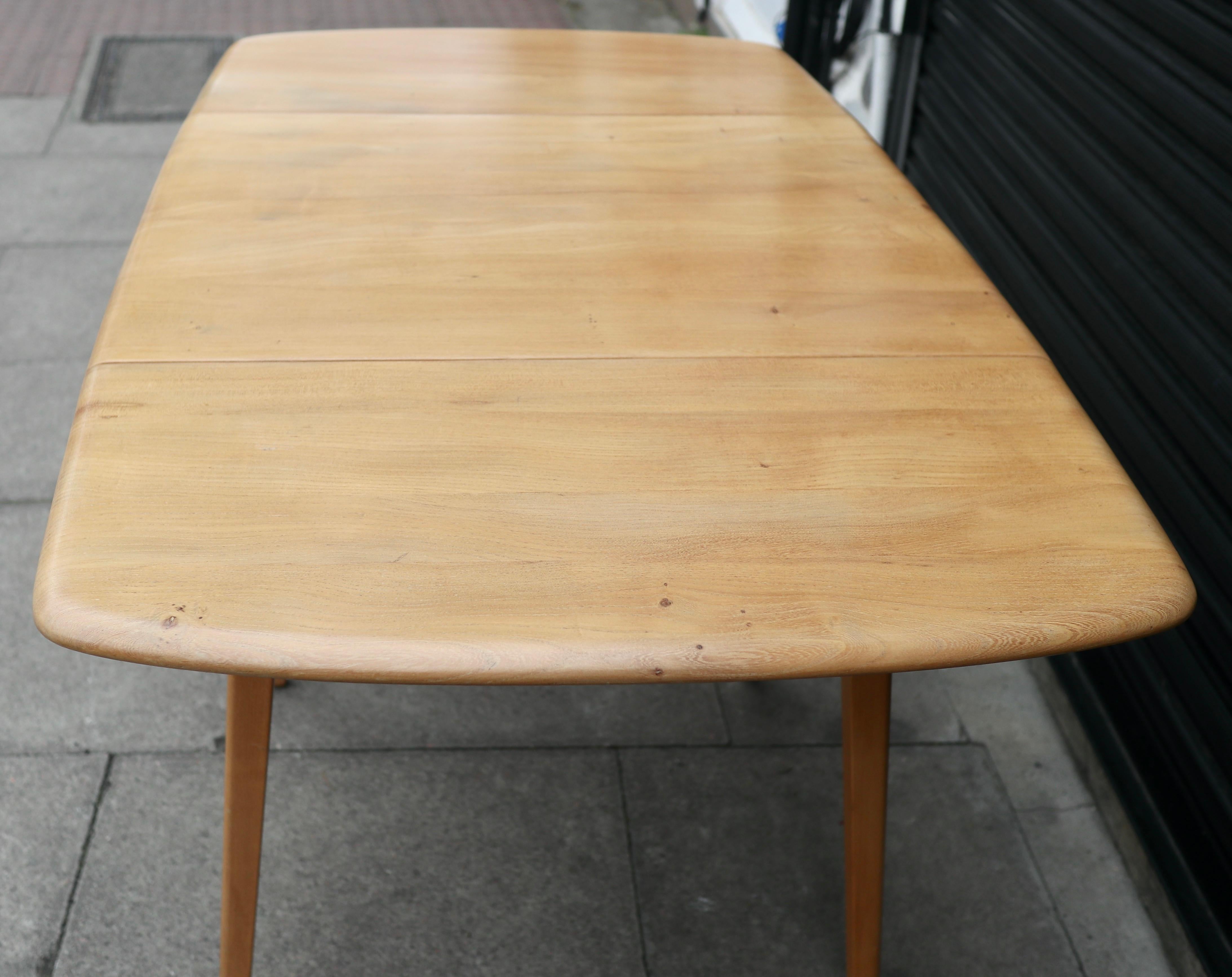 Vintage 1960s rectangle  Ercol drop leaf Elmwood and Beech dining table For Sale 2
