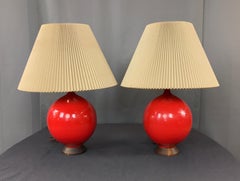 Vintage 1960s Red Glaze Ceramic Table lamps