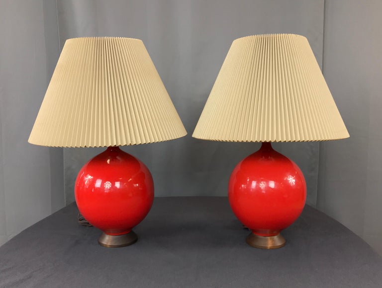 Vintage 1960s Red Glaze Ceramic Table Lamps At 1stdibs