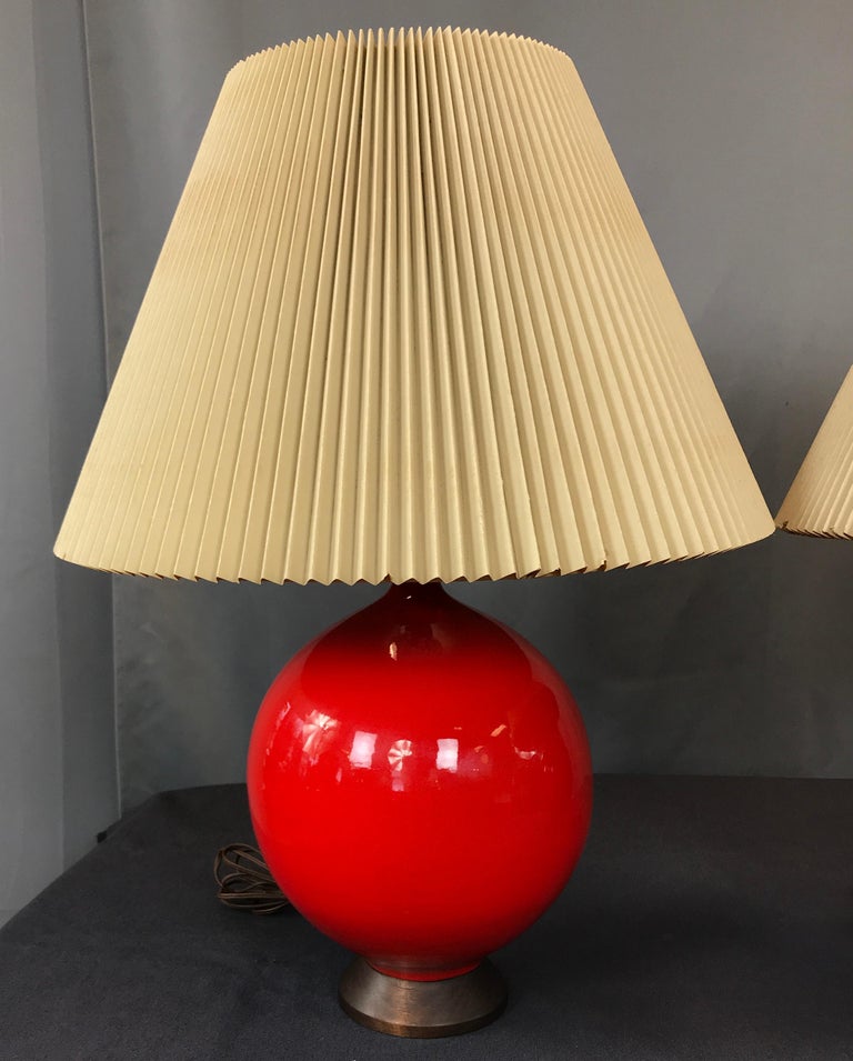 Vintage 1960s Red Glaze Ceramic Table lamps at 1stDibs