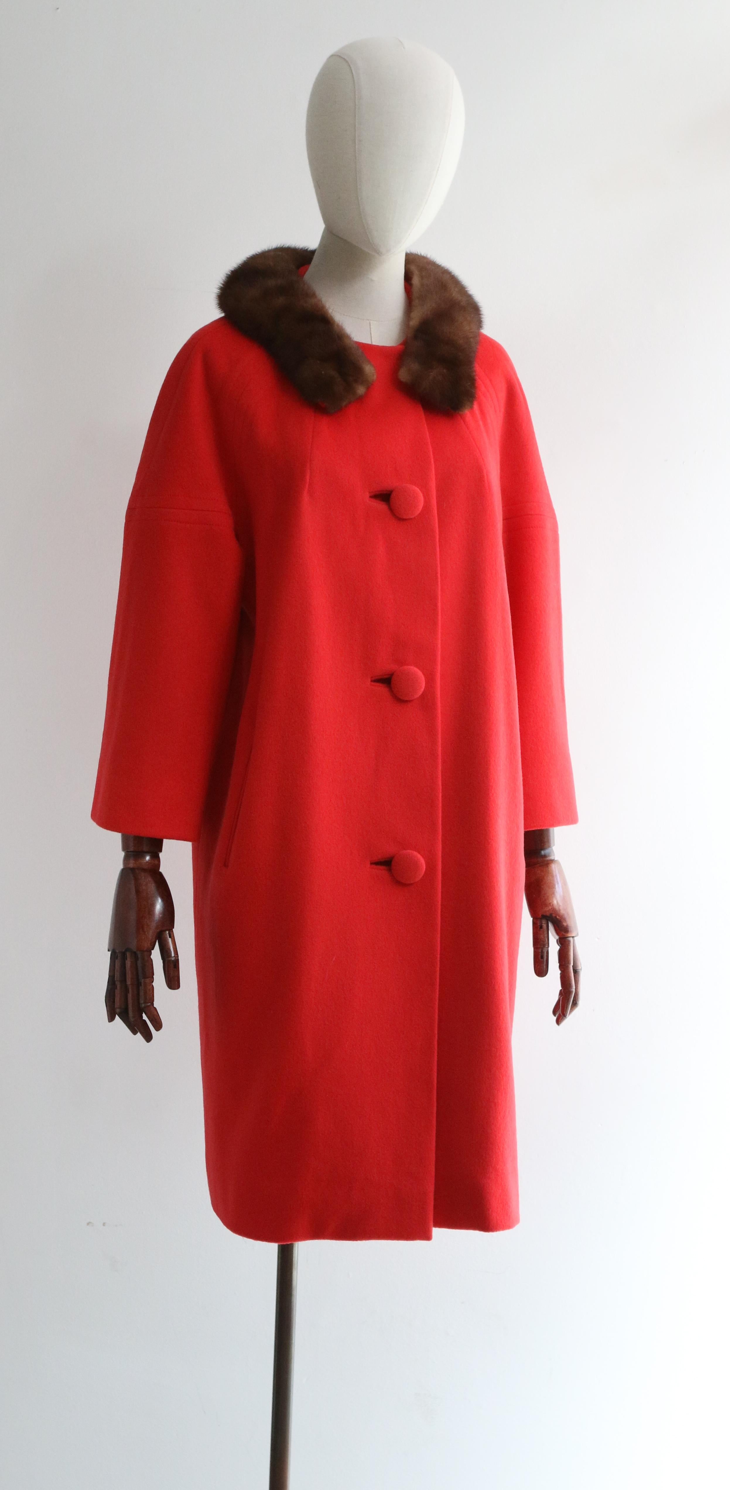 Women's Vintage 1960's Red Lilli Ann Coat UK 12 US 8