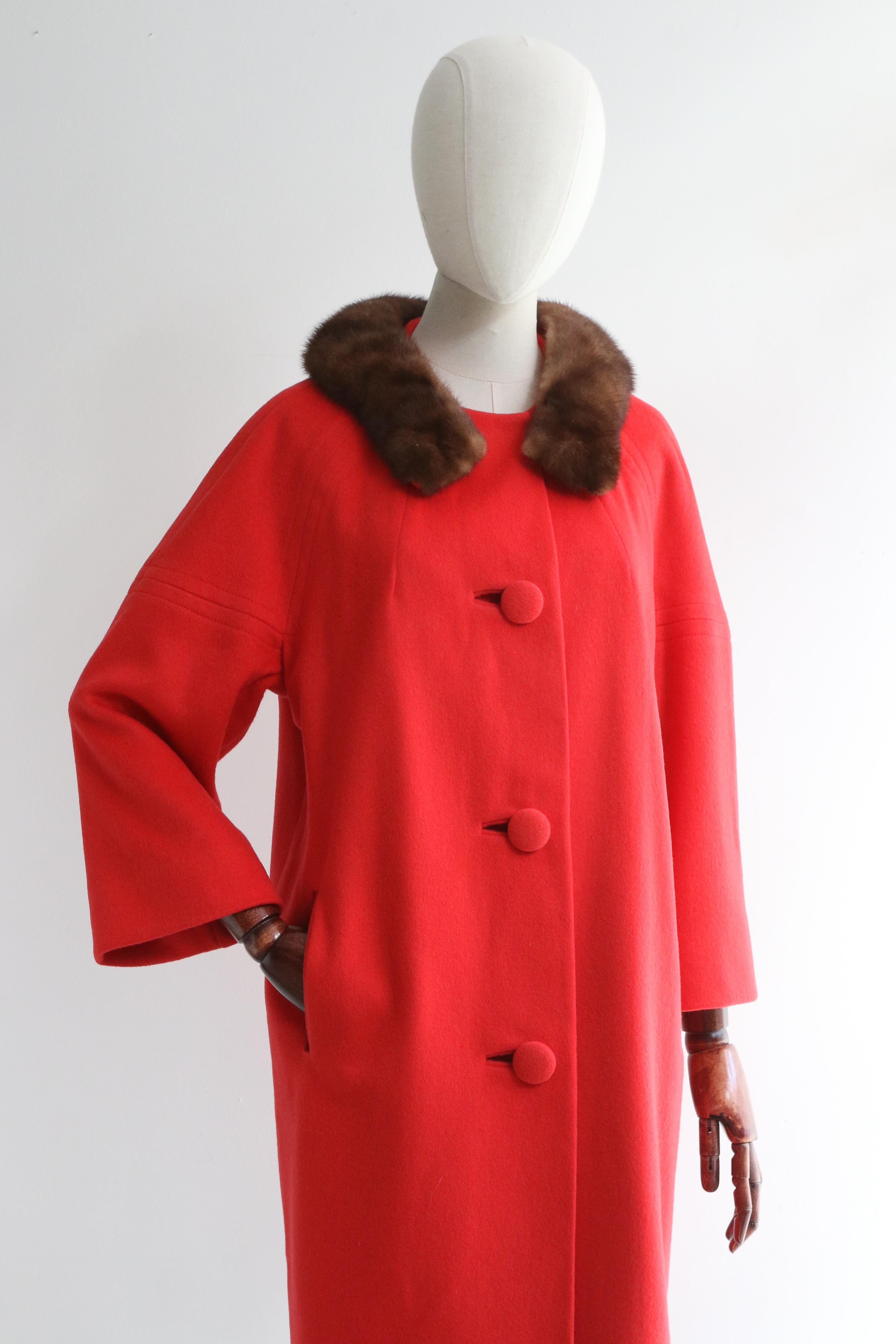 Vintage 1960's Red Lilli Ann Coat UK 12 US 8 1