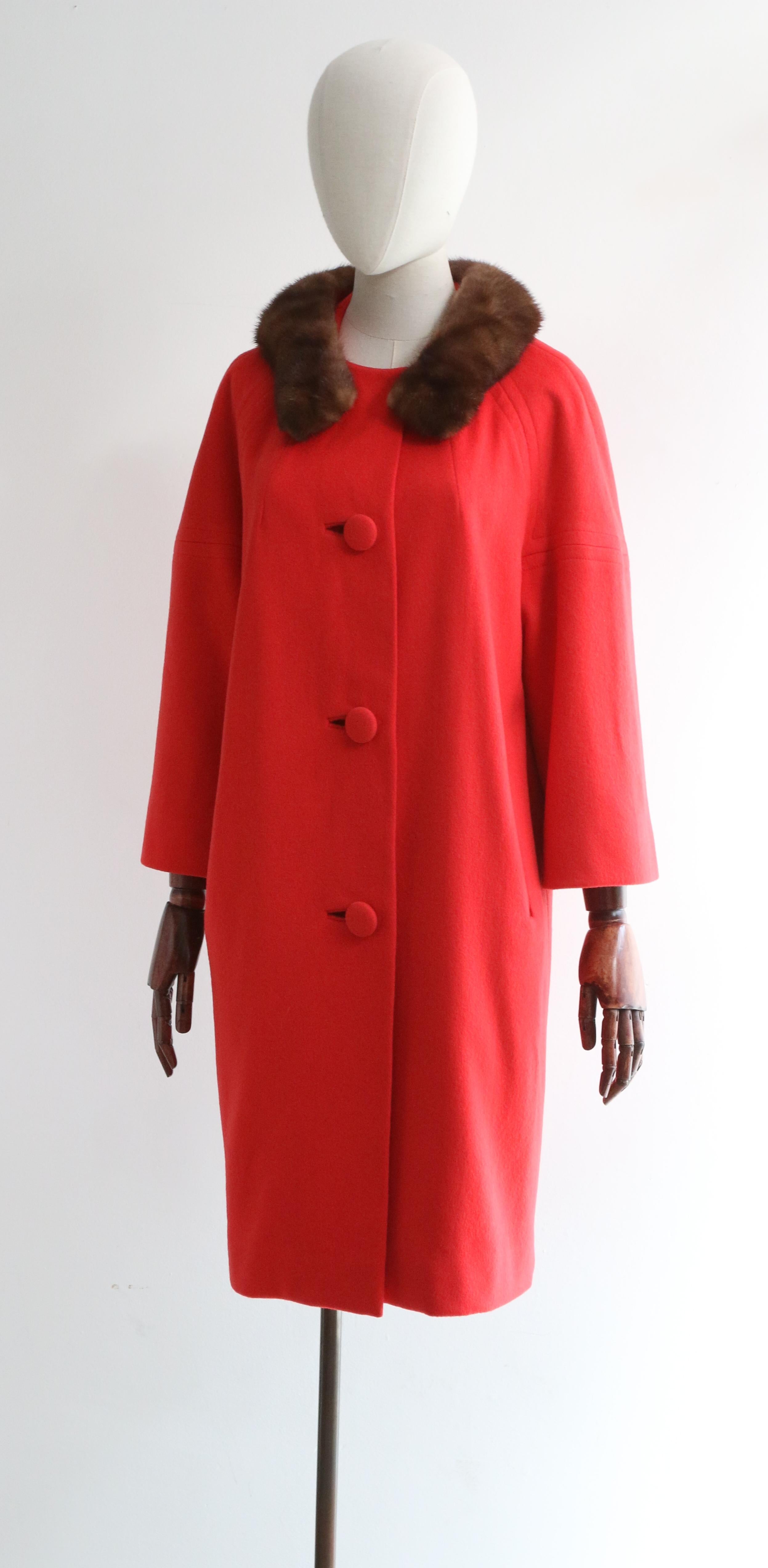 Vintage 1960's Red Lilli Ann Coat UK 12 US 8 2