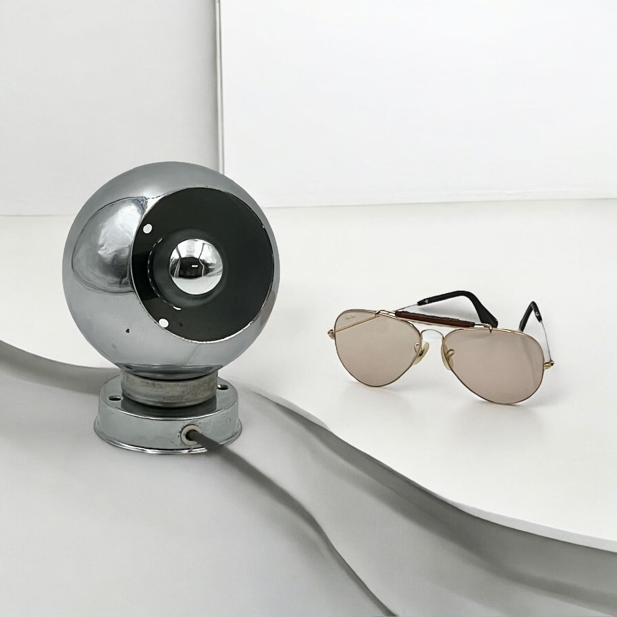 Vintage 1960s Reggiani Chrome Eyeball Lamp - MCM Design Italian Lighting 4