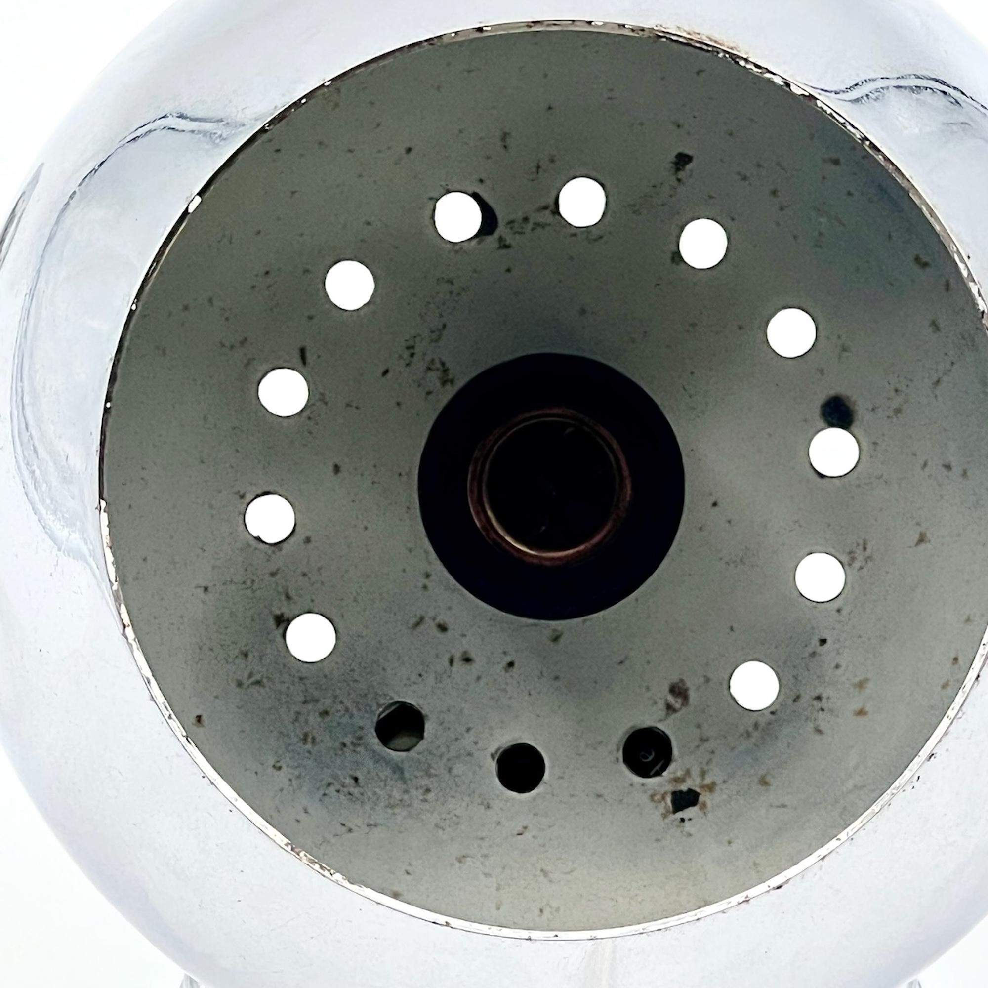 Metal Vintage 1960s Reggiani Chrome Eyeball Lamp - MCM Design Italian Lighting