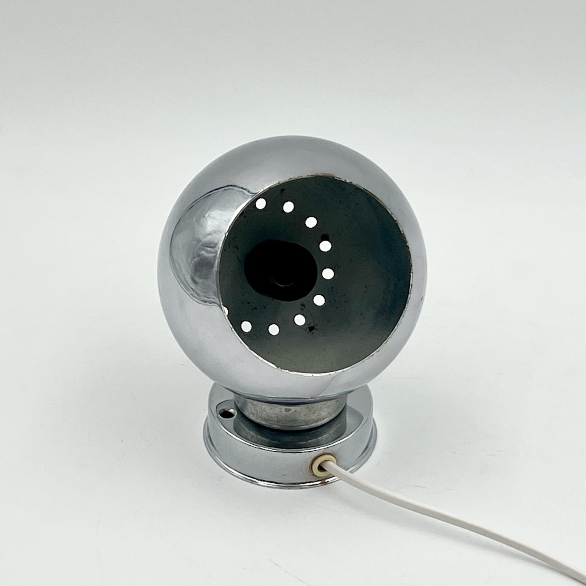 Vintage 1960s Reggiani Chrome Eyeball Lamp - MCM Design Italian Lighting 1