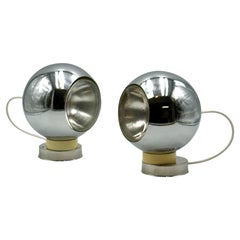 Pareja de lámparas vintage Reggiani Chrome Eyeball de los años 60 - MCM Design Iluminación italiana