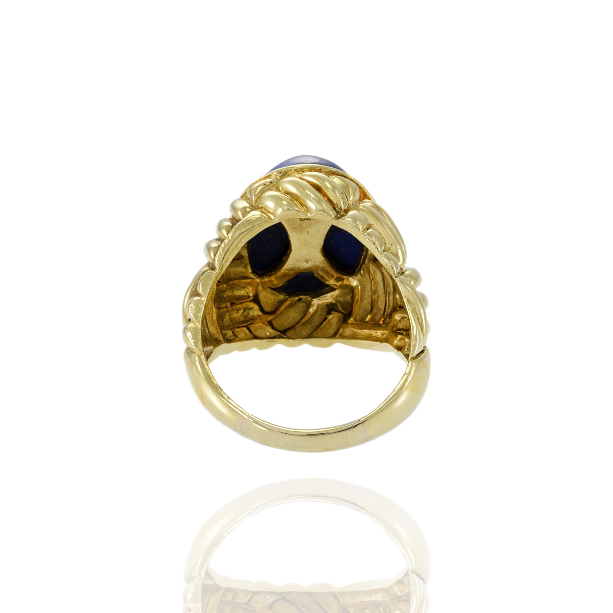 Vintage 1960's Retro 18KT Yellow Gold Lapis Lazuli Ring 4