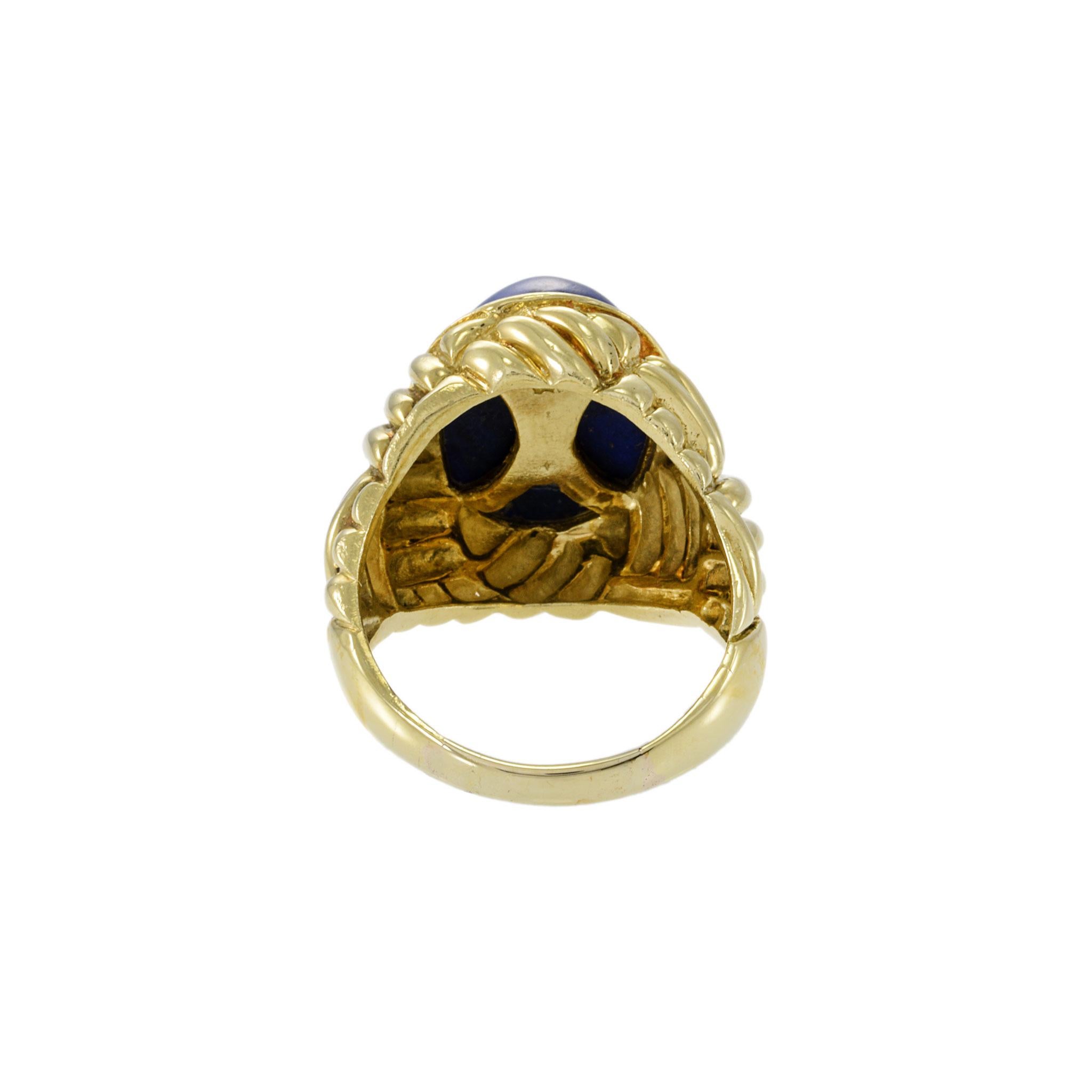 Vintage 1960's Retro 18KT Yellow Gold Lapis Lazuli Ring 3