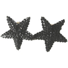 Vintage 1960s Richard Kerr’s Black Rhinestone Star Earrings Vintage 1960s Richard Kerr’s Black Rhinestone Star Earrings