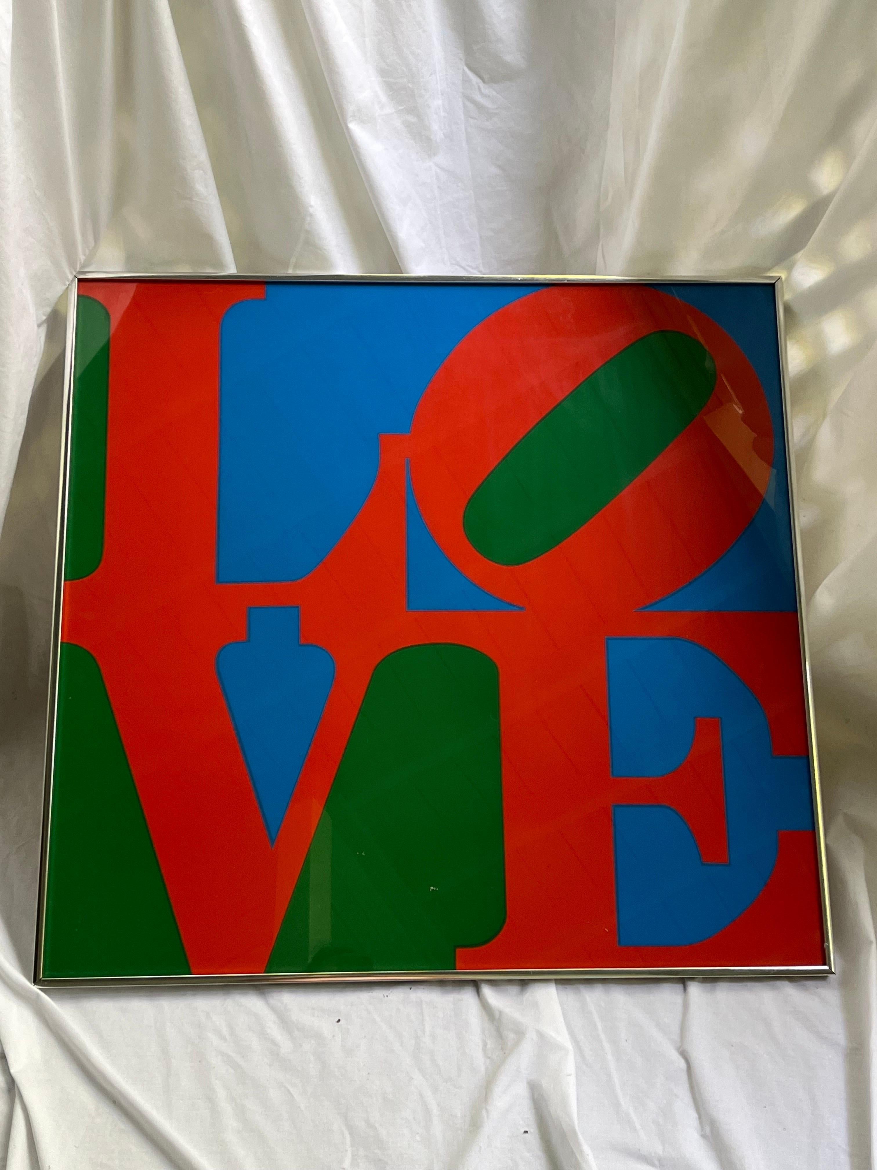20th Century Vintage 1960's Robert Indiana (After) Large Love Silkscreen Print Red Blue Green