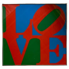 Vintage 1960's Robert Indiana (After) Large Love Silkscreen Print Red Blue Green