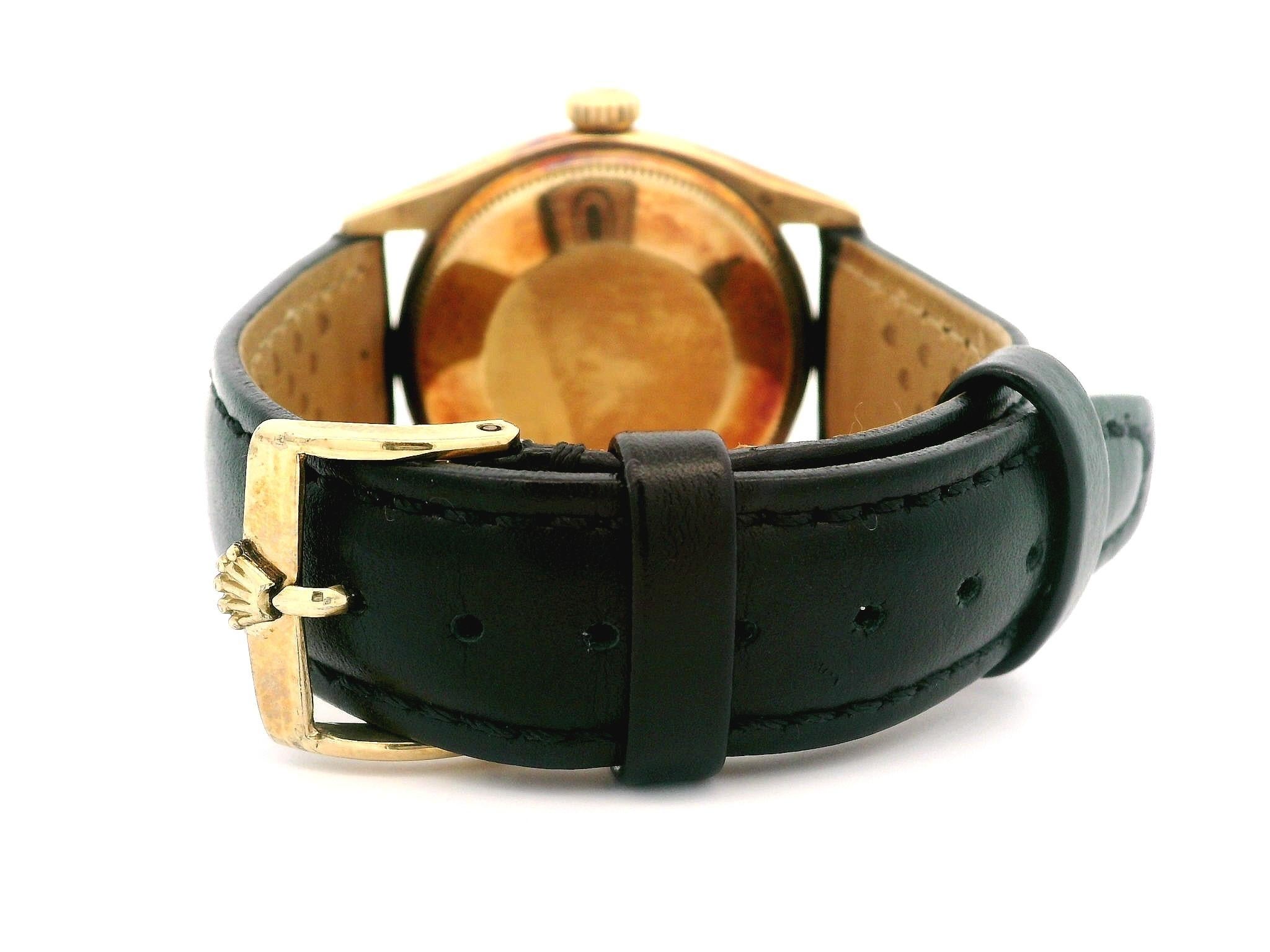 Vintage 1960's Rolex Oyster Perpetual 14k Yellow Gold 34mm Wrist Watch Ref 6084 en vente 1
