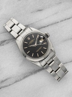 Vintage 1960s Rolex Oyster Perpetual Date Steel 1500 Auto Gilt Black 34mm