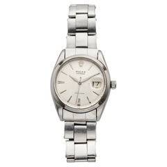 Vintage 1960s Rolex Oysterdate Precision 6694 Steel Silver Dial Manual 34mm