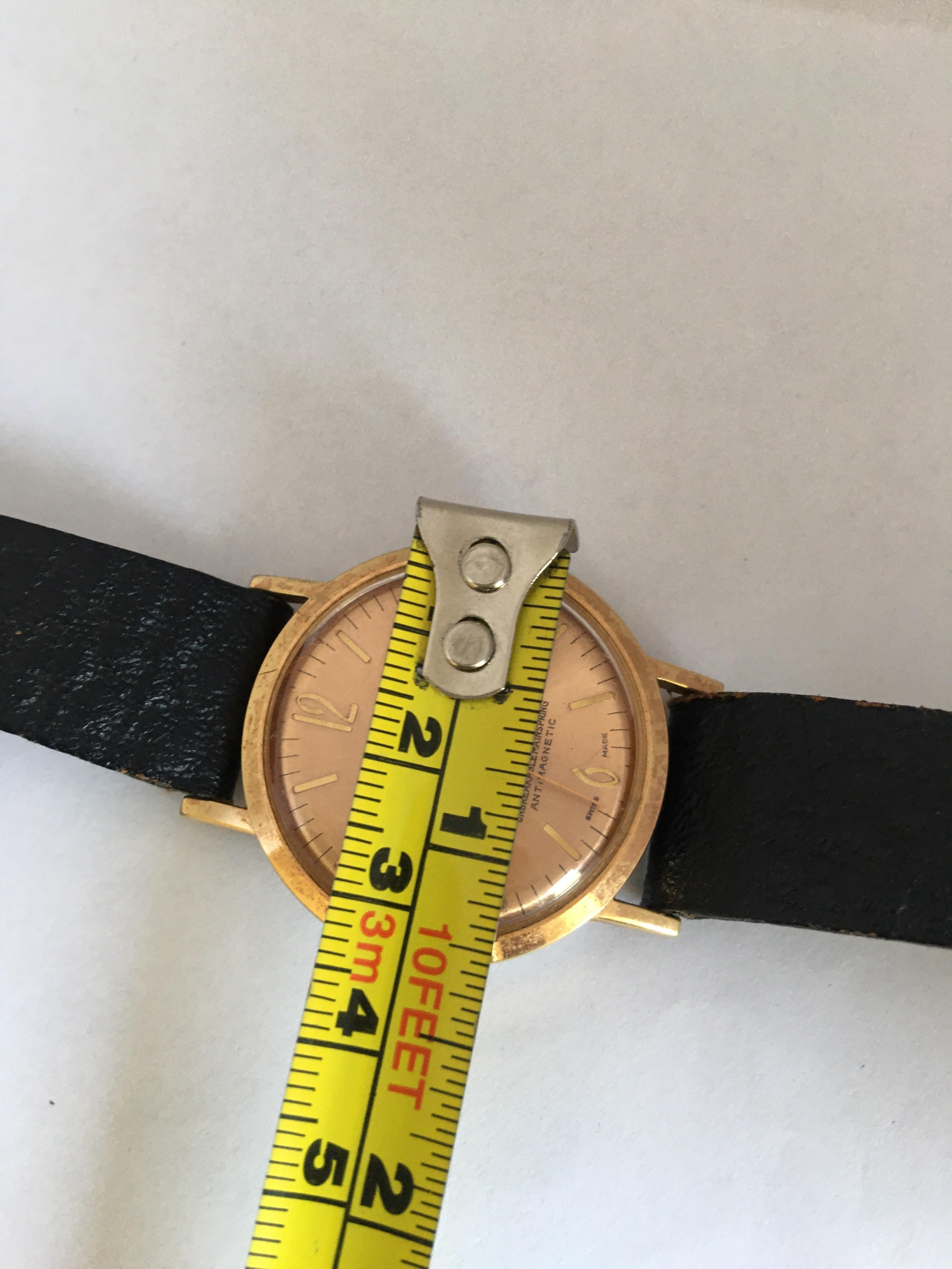 Vintage 1960s Rose Gold-Plated Automatic Watch For Sale 3