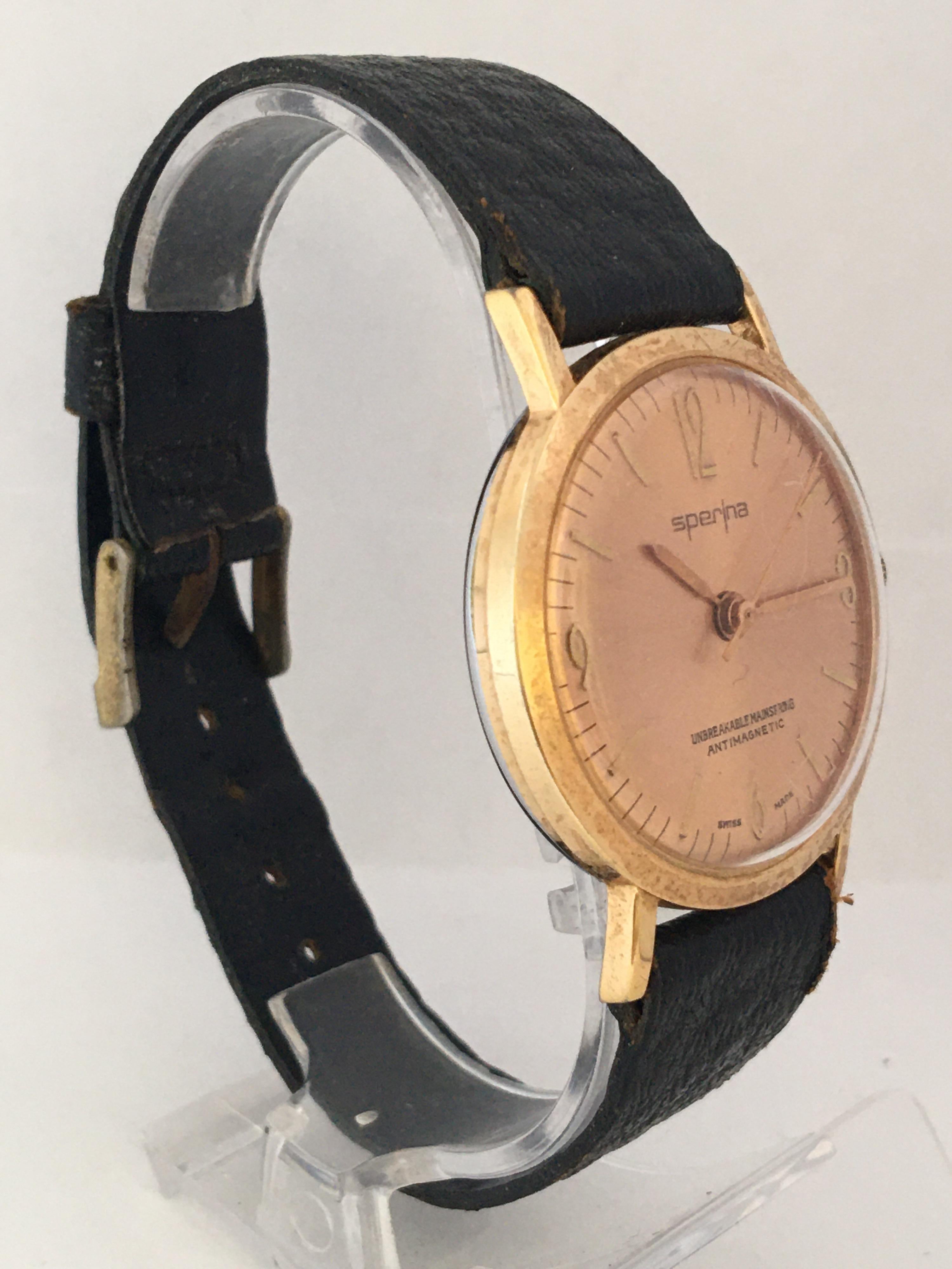 This beautiful pre-owned vintage rose gold plated hand-winding watch is in good working condition and it is ticking and running well. Some small scratches on the glass as shown. 

Study the images carefully as form part of the description.