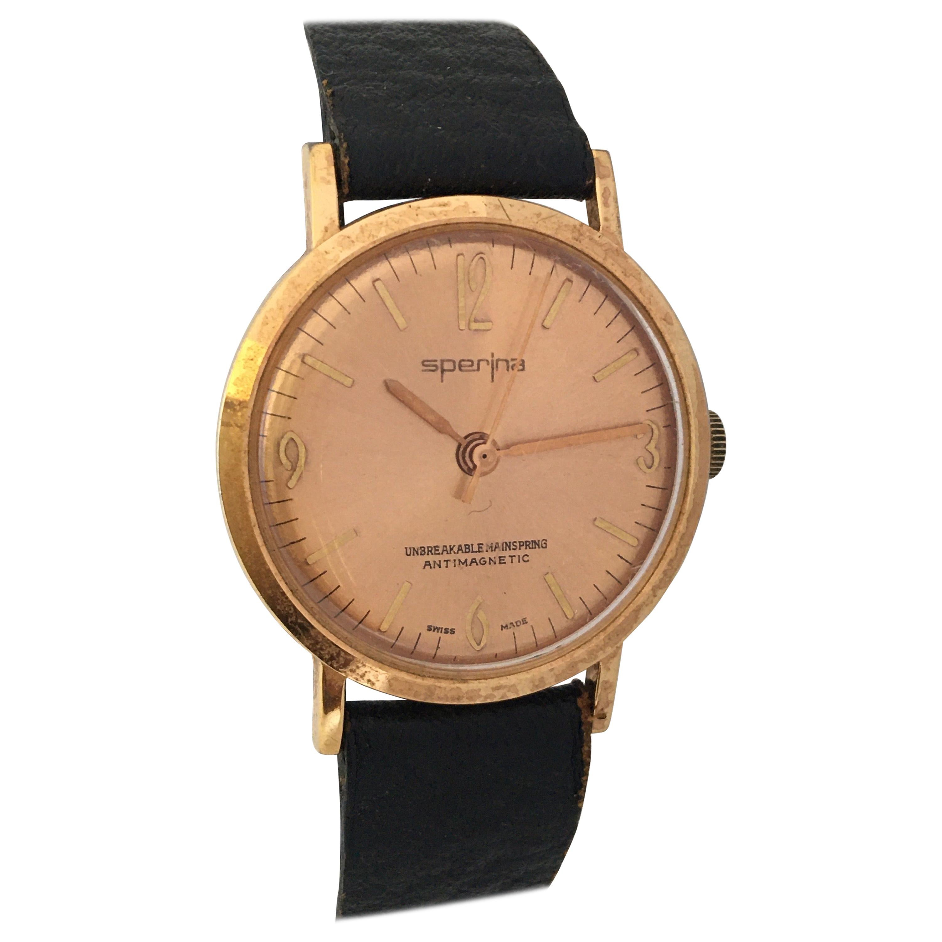 Vintage 1960s Rose Gold-Plated Automatic Watch For Sale
