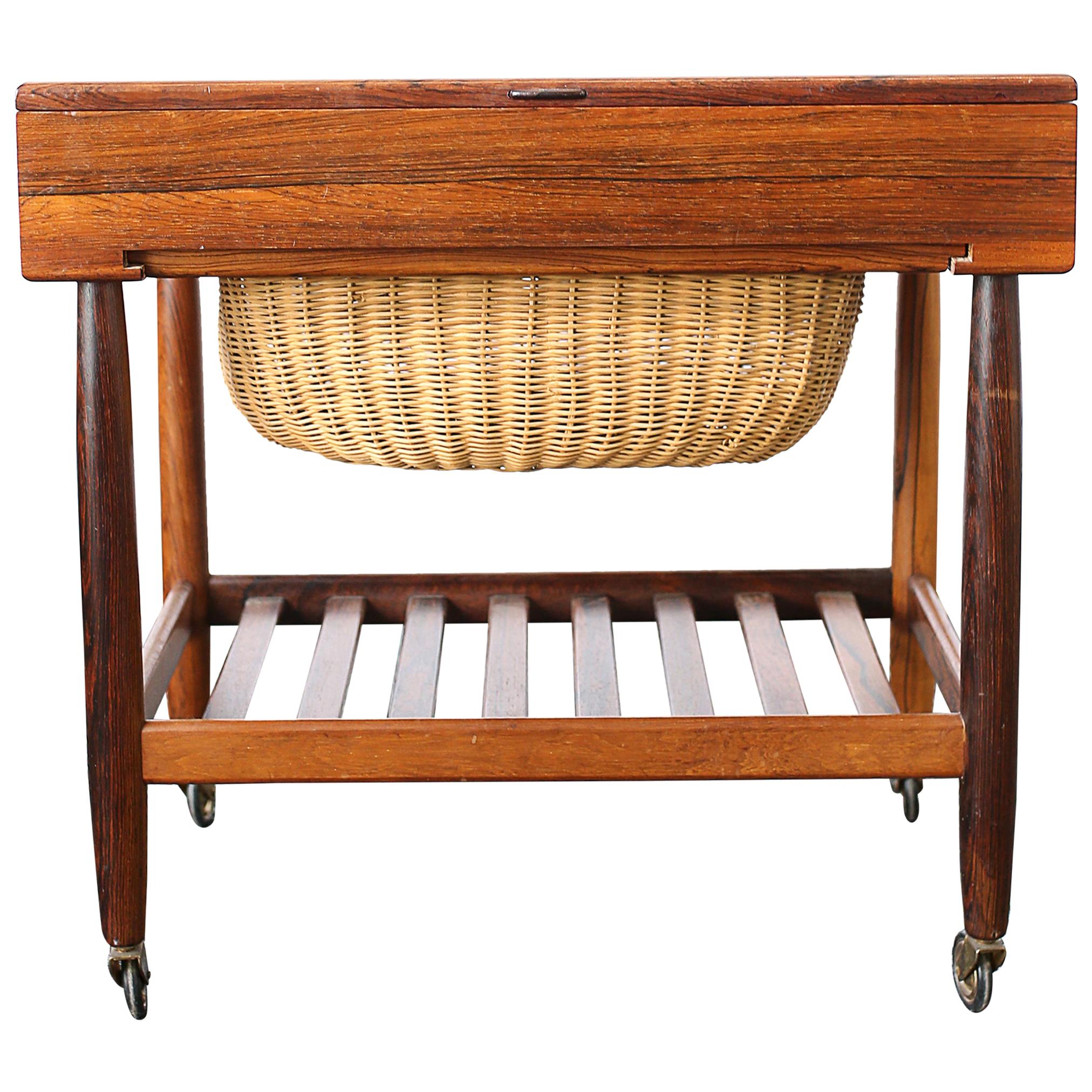Vintage 1960s Rosewood Sewing Table by Ejvind Johannson