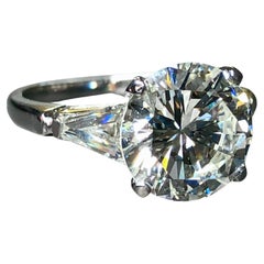 Vintage 1960's Runde Diamant 3 Stein Baguette Verlobungsring 3,53ct I Si1 GIA